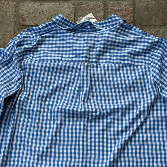 Talbots Woman Size 3X Blue White Plaid Long Sleeve Button Pullover Blouse - Picture 5 of 5